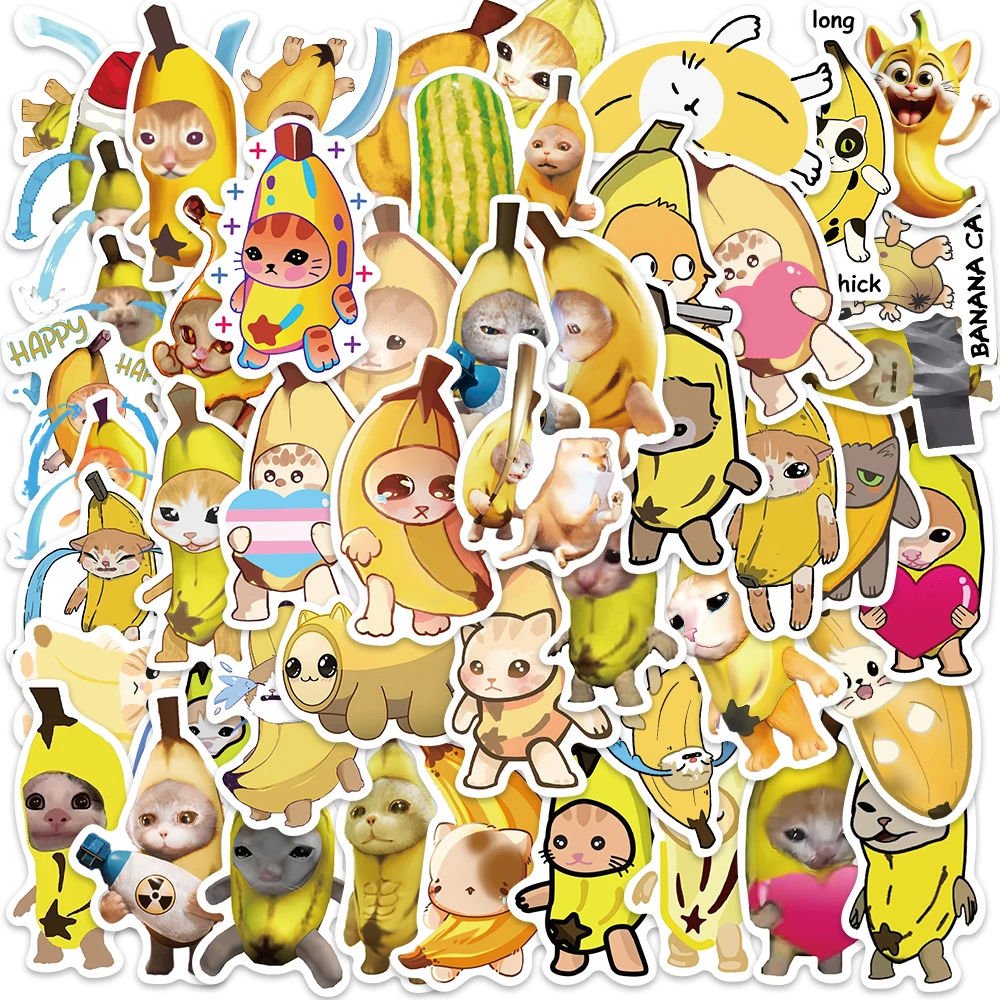 

50PCS adorkable Banana Cat Stickers Cute Cartoon Decals For Child reward Laptop Luggage Fridge Scrapbook Phone shell Stickers