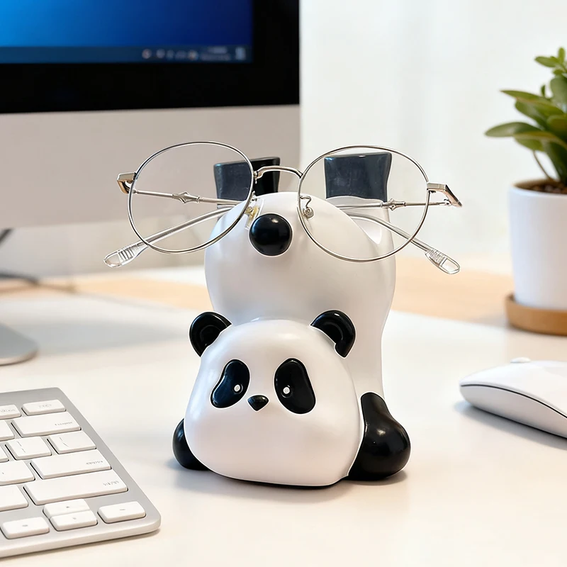 Cute Inverted Panda Glasses Holder Office Desk Glasses Stand Sunglasses Storage Rack Home Bedroom Decoration Ornament Gift