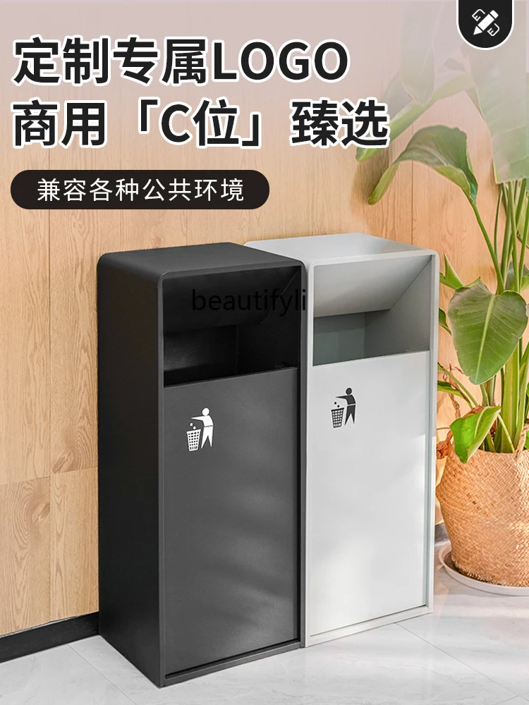 Outdoor Stainless Steel Sorting Trash Bin Commercial Property Hotel Lobby Vertical Ashtray