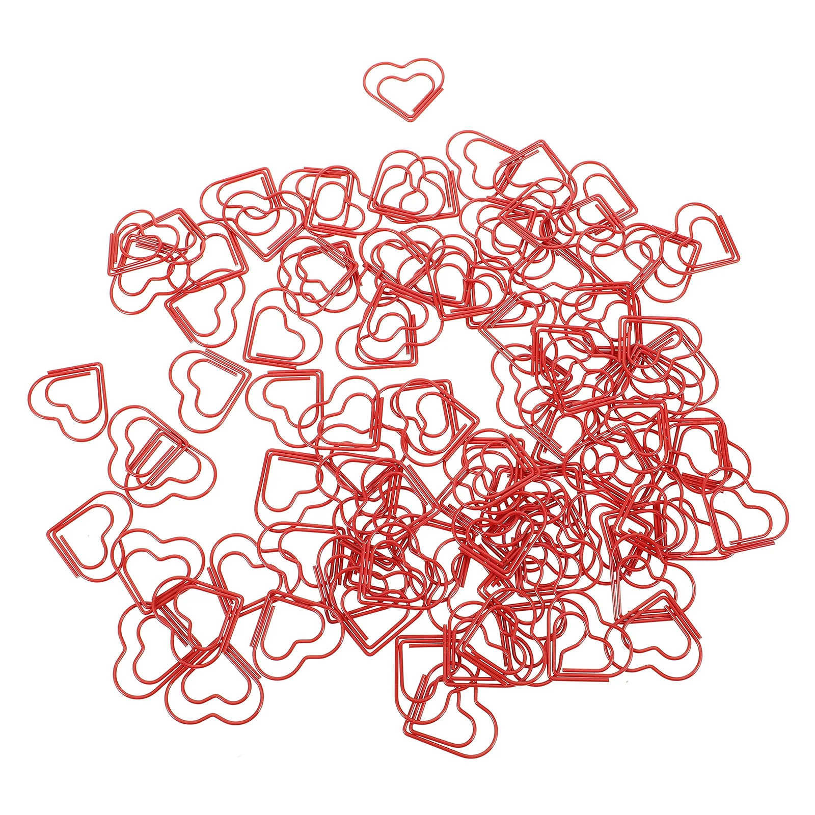 

100Pcs Red Heart Paperclips Nonskid Metal Clips for Office School Home Document Marking Bookmark Stationery Accessories