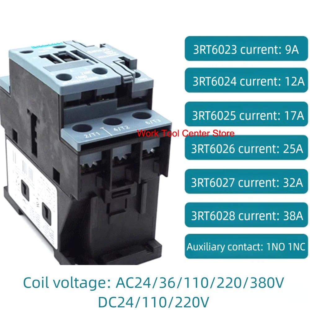 Original Auxiliary Contact 1NO 1NC 3RT6023/6024/6025/6026/6027/6028 AC 220V DC 110V 24V Contactors Din Rail 25A Machine Elevator
