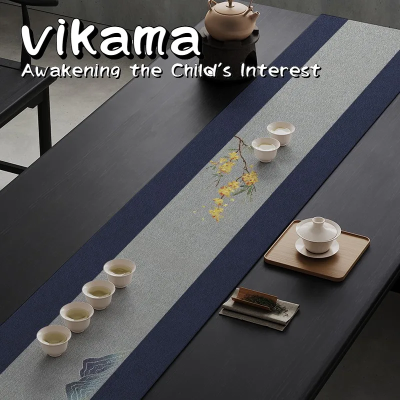

VIKAMA новая скатерть в китайском стиле, подставка для чая, чехол для стола в стиле дзен, прямоугольная роскошная высококачественная крышка для журнального столика