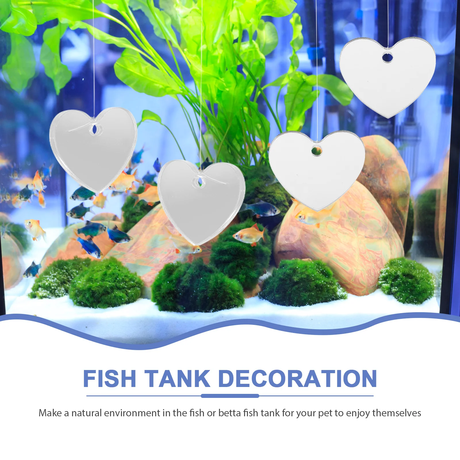 

4pcs Mirror Accessories Floating Decorative Acrylic Aquarium Mirrors For Decoration Double Side Sucker Mirror Lightweight