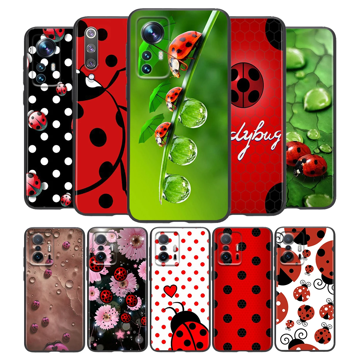 Seven-Star Ladybug Silicone Cover For Xiaomi Mi 12 11i 11T 11 10i 10T 10 9 9T SE Lite Pro Ultra HyperCharge Phone Case