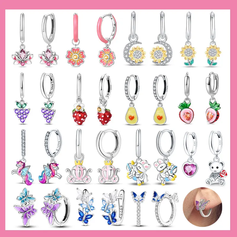 Hot Sale Bee Earrings For Girl Lovely Yellow Black Dancing Bee Happy S925 Hoop Earrings Birthday Gift Silver Jewelry view 2