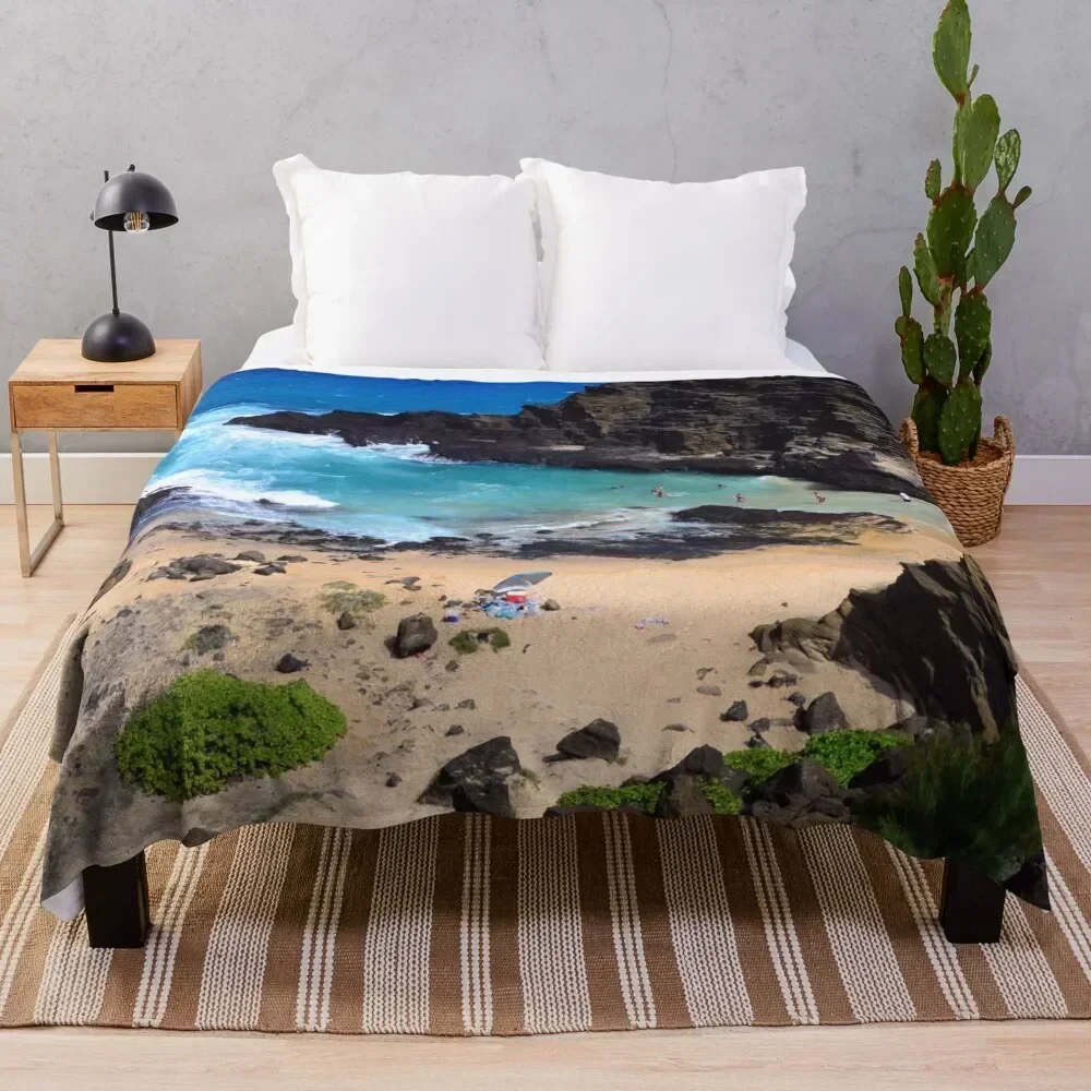 Forbidden NO TRESPASSING Beach in Oahu, Hawaii Art Photo Throw Blanket Decorative Sofas Hairy Blankets