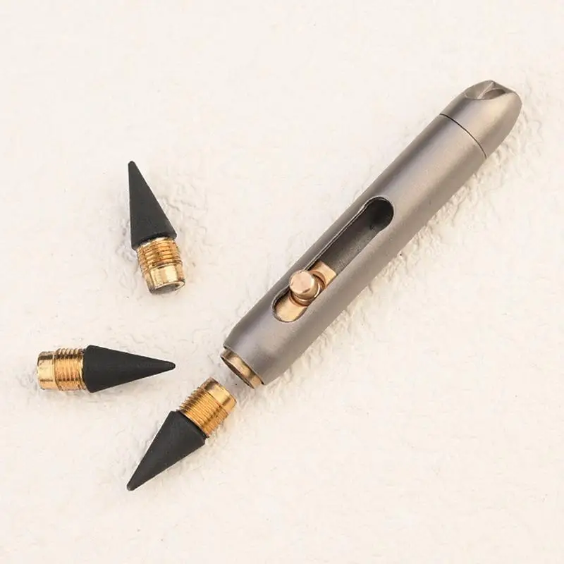 Metal Inkless Pen Titanium Alloy Forever Everlasting Pencil Desk Decor Pocket Pen For Writing Unique Keychain Pendant School