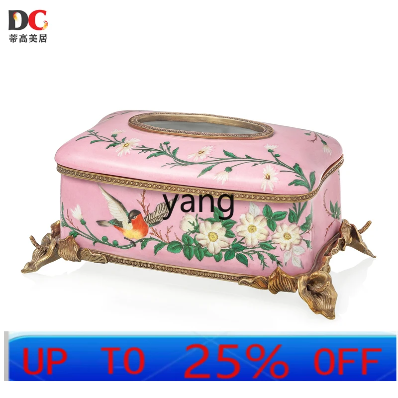 

40 мм керамическая декоративная коробка для извлечения бумаги с цветами и птицами для гостиной, дома, коробка для салфеток