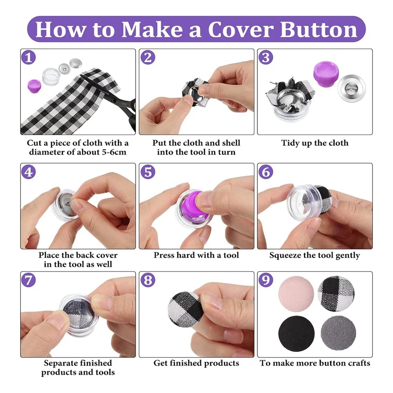 100 Sets Cover Buttons Kit With Tools Size Buttons To Cover Self Cover Buttons DIY Fabric Cloth Cover Buttons