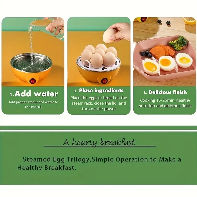 طباخ البيض متعدد الوظائف، جهاز بخار البيض اللطيف، انقطاع التيار الكهربائي التلقائي، منزلي صغير لشخص واحد، جهاز بخار البيض متعدد الوظائف مسلوق #4