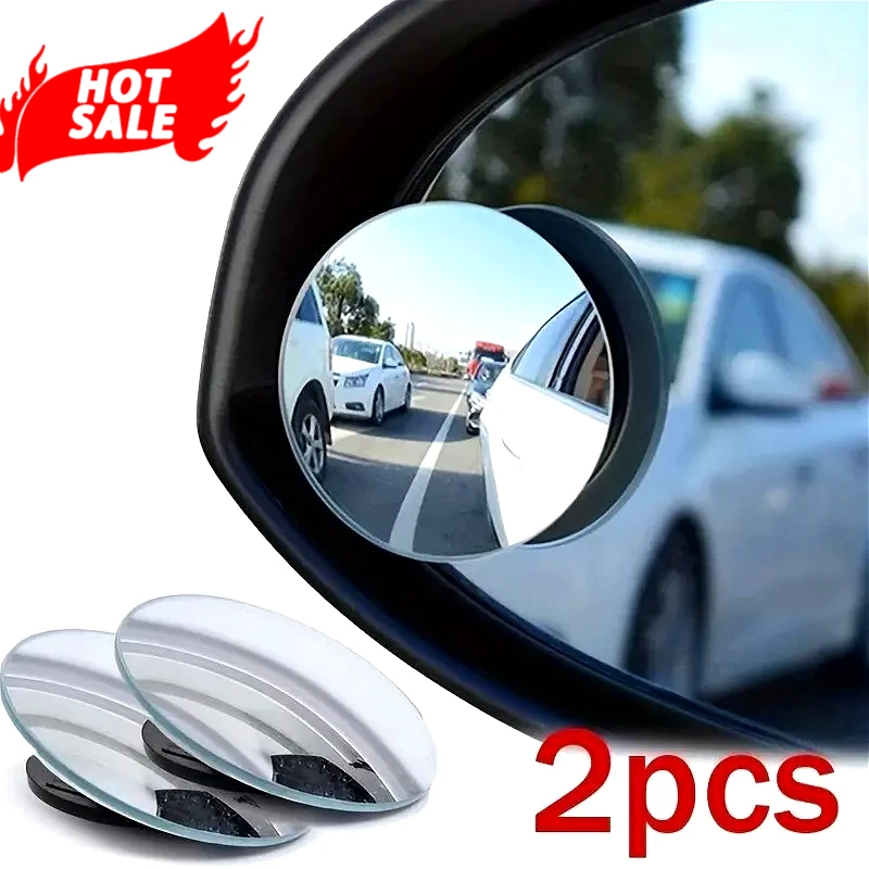 Small Round Car Reverse Mirror - Adjustable Convex Blind Spot Mirror for Wide Angle 360°View Auxiliary Rearview Mirror Accessory