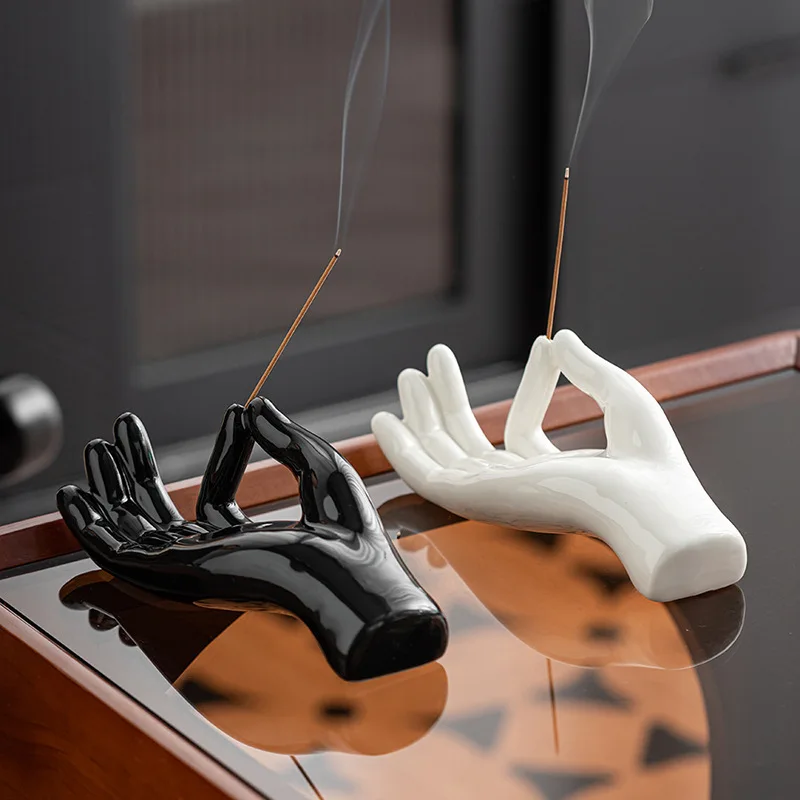 

Y Nordic Black & White Stick Incense Burner Ceramic Bergamot Incense Holder Home Household Desk Decoration Living Room Ornaments