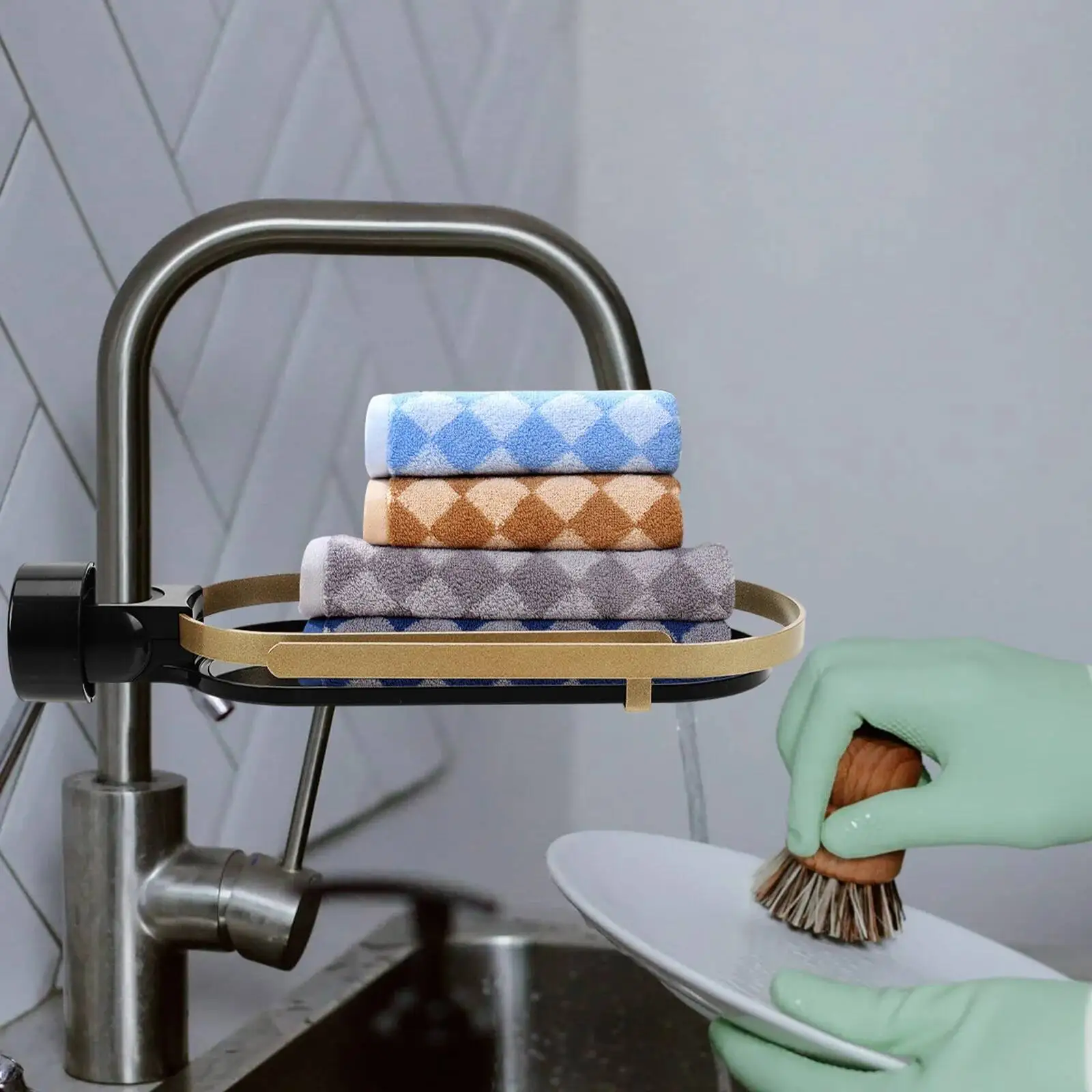 

Dishcloth Holder Faucet Mounted Storage Kitchen Sink Organizer Easy Clean Ventilation Handy Tidy Drainage Rack