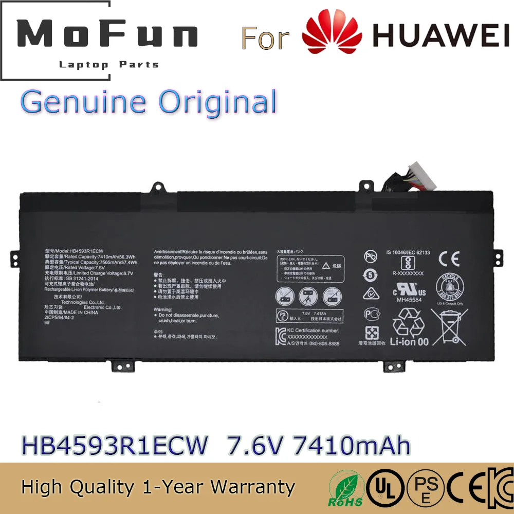 

Brand New Original HB4593R1ECW 7.6V 56.3Wh Laptop Battery for Huawei Matebook X Pro i7 Mach-W29 2019 MACH-W19B KPL-W00