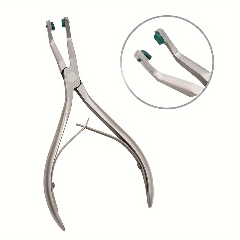 1pc Stainless steel jewelry making pliers with green rubber tips used for temporary decorative disassembly