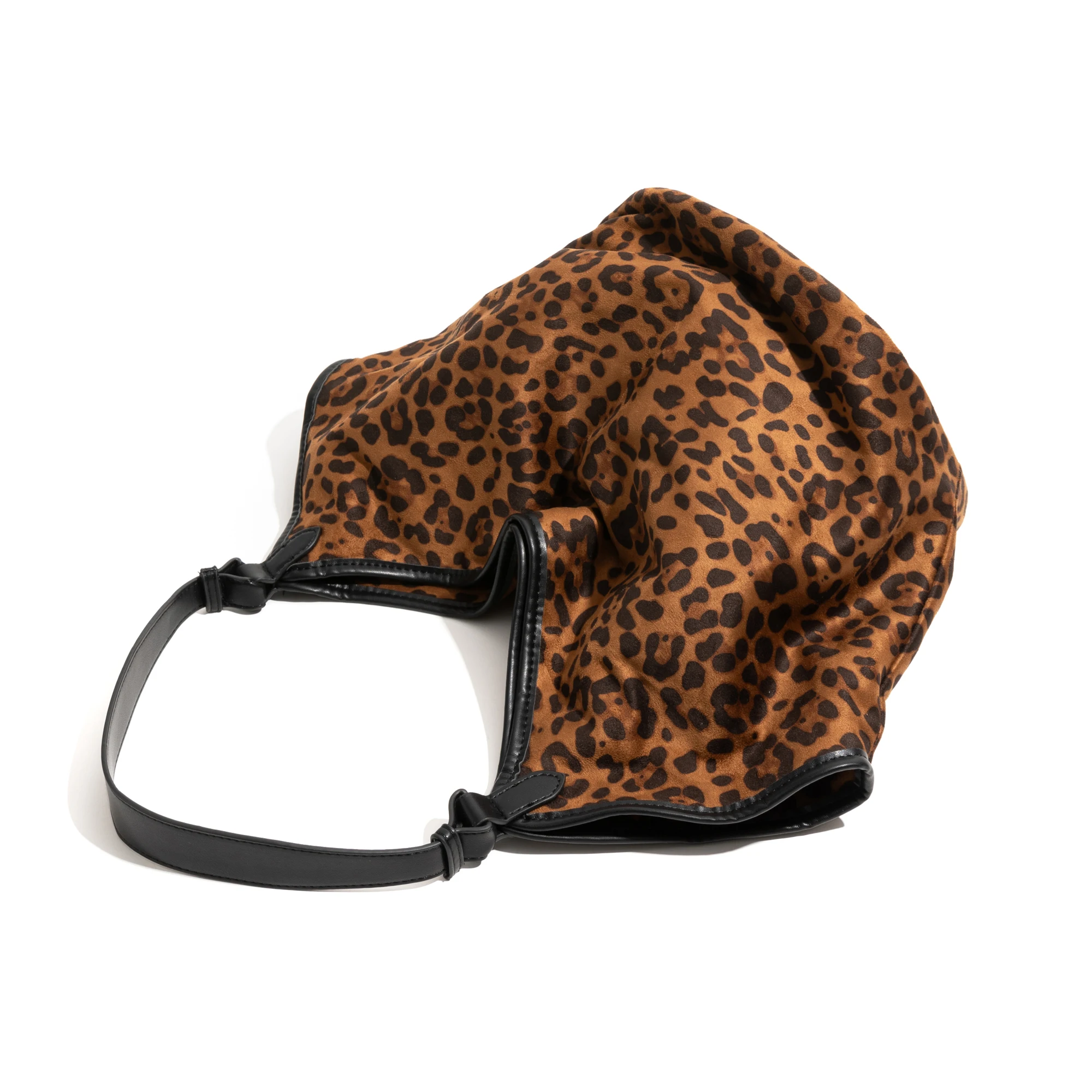 MABULA Leopard Print Large Capacity Bucket Bags For Women Luxury Designer Handbag Dumpling Bucket Bag Niche Shoulder Tote Bag