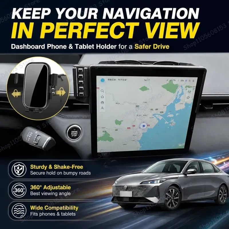 For Changan Eado Plus 2020–2025 Car Phone Mount for GPS Navigation Stand Adjustable Auto Holder with 360° Rotation and Strong