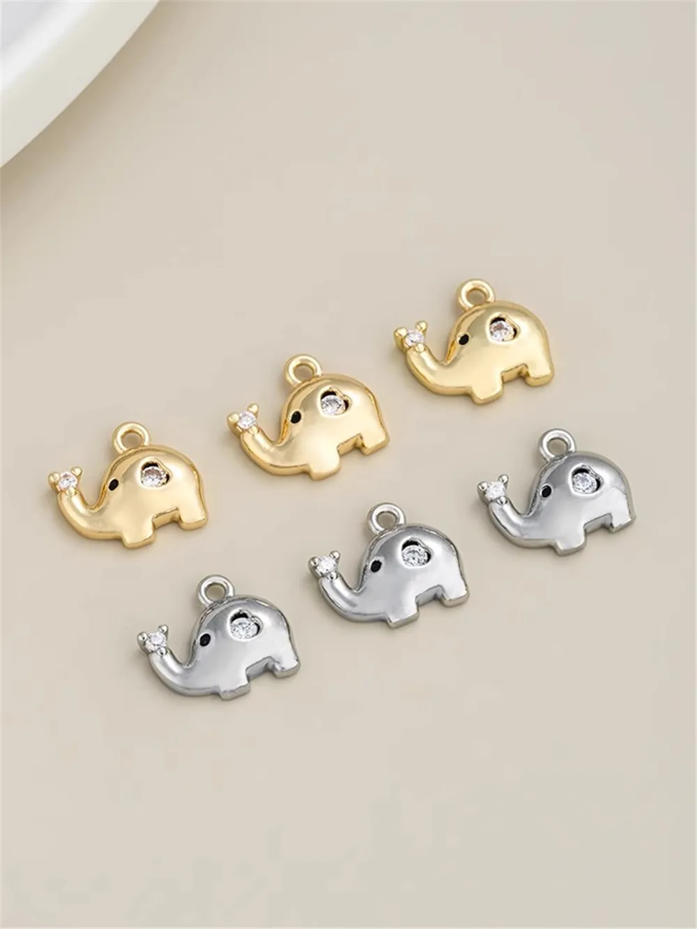 

14K Gold Package Cartoon Elephant Pendant Diy Handmade Material Accessories Inset Zircon Jewelry Bracelet Earrings Necklace