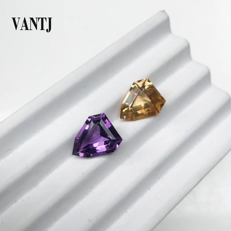 

VANTJ Natural Citrine Loose Gemstone Amethyst Shield Cut for Silver Gold Mounting DIY Decoration Fine Jewelry