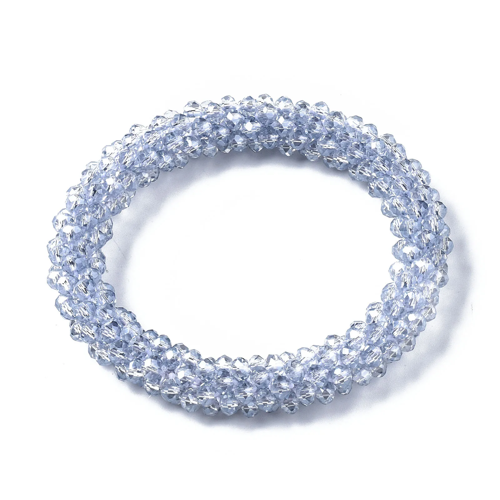 10 pcs Faceted Crystal Glass Beads Stretch Bracelets Pearl Luster Plated Rondelle Bracelets for Woman's Party Jewelry Gift