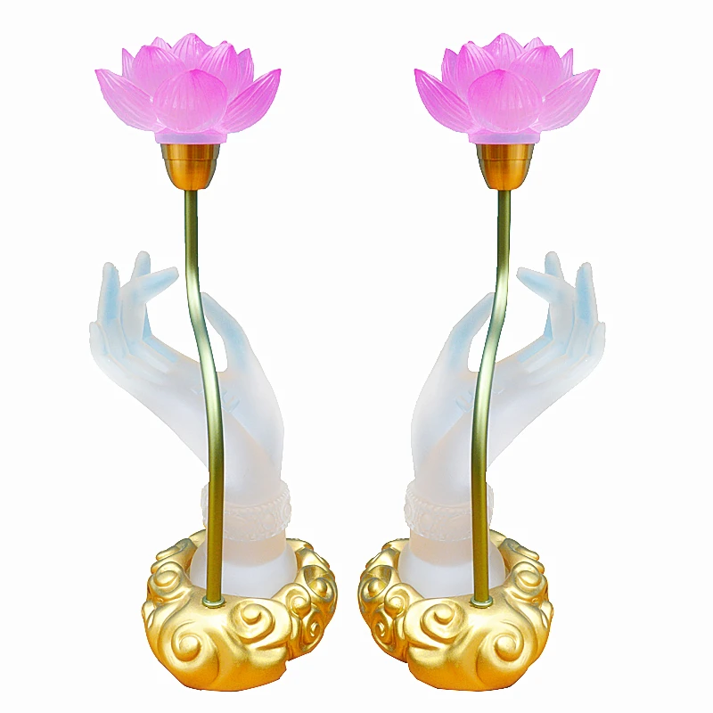 Colorful Lotus Lamp Buddha Table for Buddha Energy Saving Guanyin Lamp Glass Hand Chang Ming Front Flower Home Plug