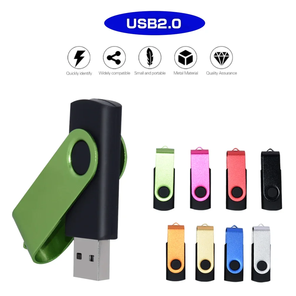 50pcs/lot Rotation metal key usb flash drive 2.0 64GB 32GB cle Usb memoria stick 4GB 8GB 16GB pendrive Gifts free custom logo