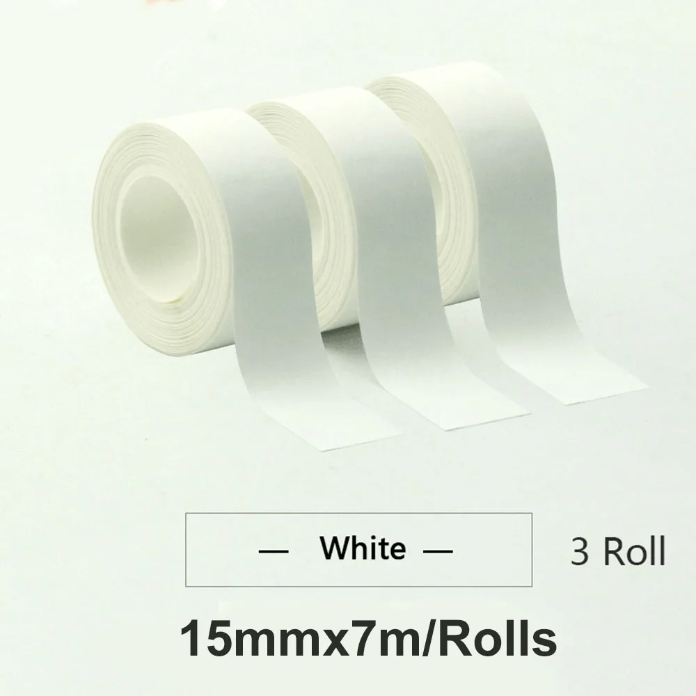 3Rolls 15mm*7M Adhesive Continuous Label Paper for P12/P15/P50/Q30/D30 KingJim LR5C Office Labeling MAKER Waterproof label tape