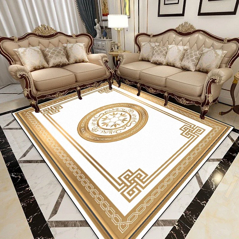 Modern Luxury Golden Carpet for Living Room Abstract Decoration Large Carpets Coffee Table Side Rug Rooms Decor Mat Tapis Salon