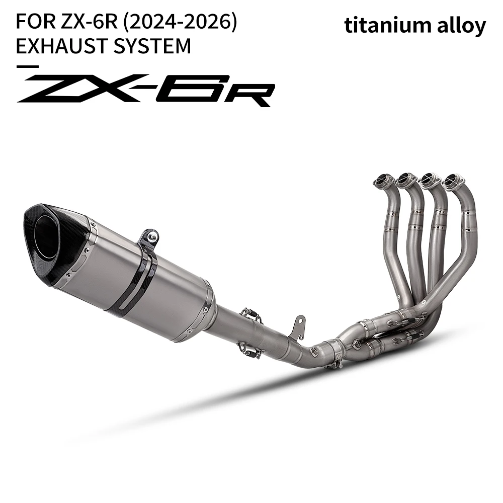 

Motorcycle Full Set Exhaust System For ZX6R ZX-6R 2024-2026 Titanium Alloy Front Middle Link Pipe Carbon Muffler