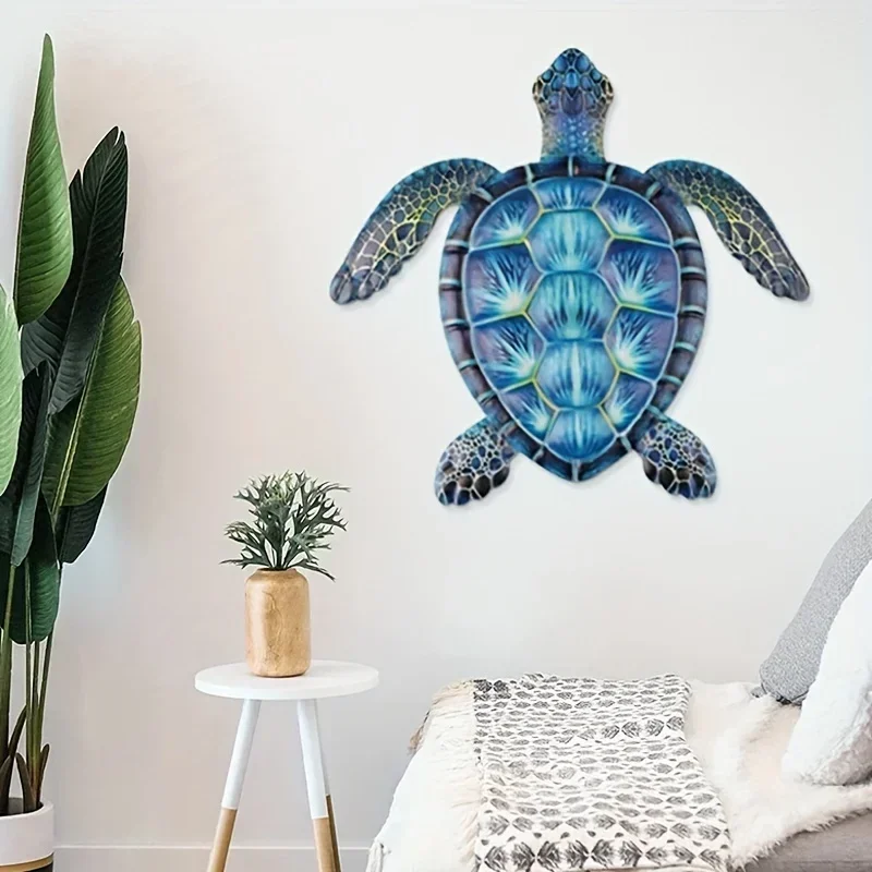 Blue Metal Sea Turtle Wall Decor Sea Life Turtle Metal Wall Art Decor Turtle Lover Gift Hanging Wall Art, Home Decor Gift