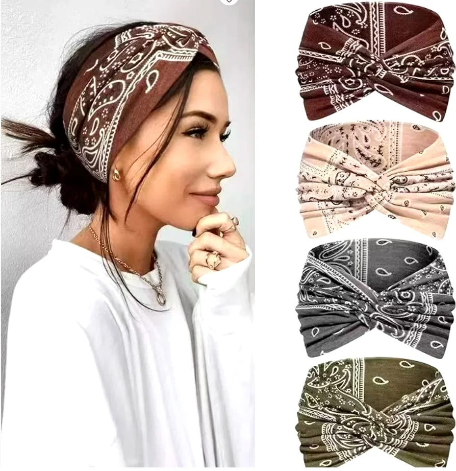 4 Pack Adjustable Women Boho Hair Wraps