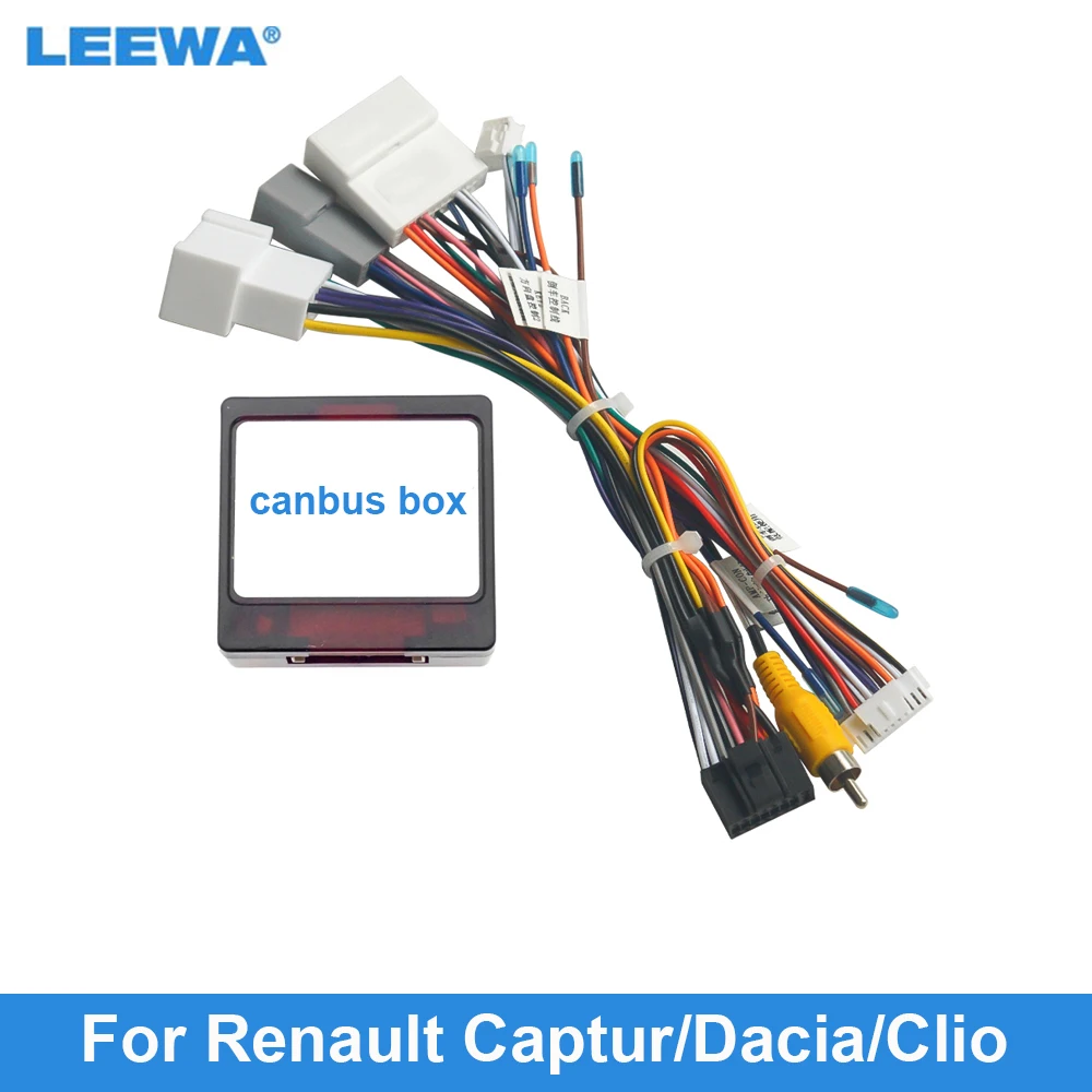 

LEEWA Car Audio DVD Android 16PIN Power Cable Adapter For Renault Captur Dacia Power Wiring Harness