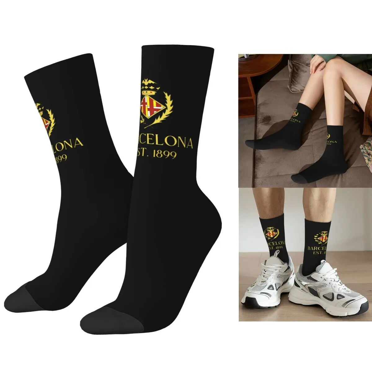 

Barcelona Socks Harajuku Sweat Absorbing Stockings All Season Long Socks Accessories for Man's Woman's Birthday Present