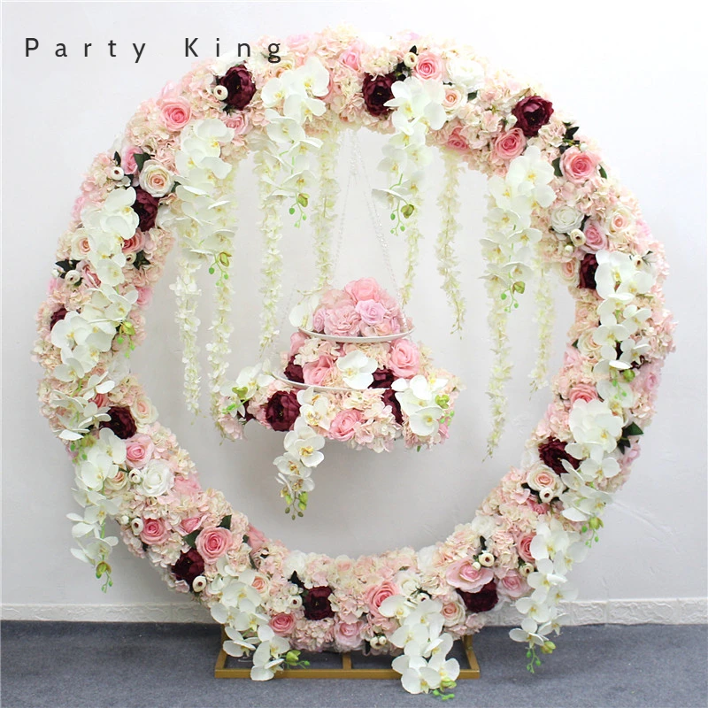 1/2m Artificial Flowers Row Runners Wedding Decoration Hanging Flower Row Arch Floral Arrangement Party Stage Background Props