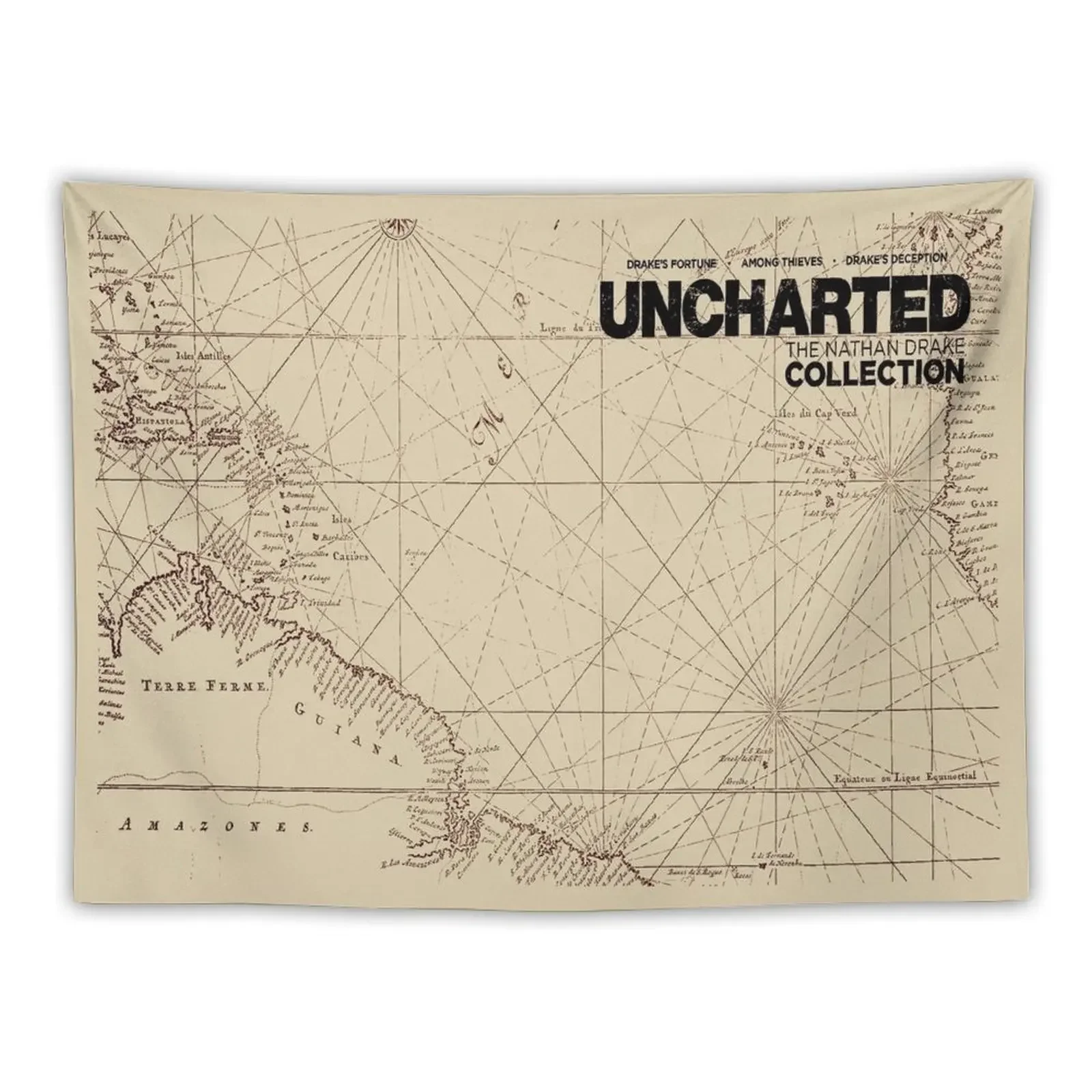 Uncharted Map Design Tapestry Home Decoration Accessories Room Ornaments Funny Tapestry