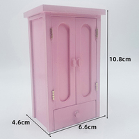 Dollhouse Bedroom Pink Mini Wooden Wardrobe Model Dollhouse Miniature Furniture Decor DIY Scene Accessories Toy