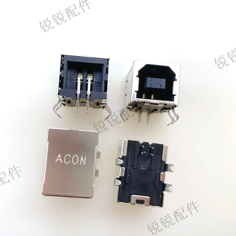 

For ACON USB-B female seat USB square port printing socket 90 degree curved foot D type interface, two pairs of fixed feet