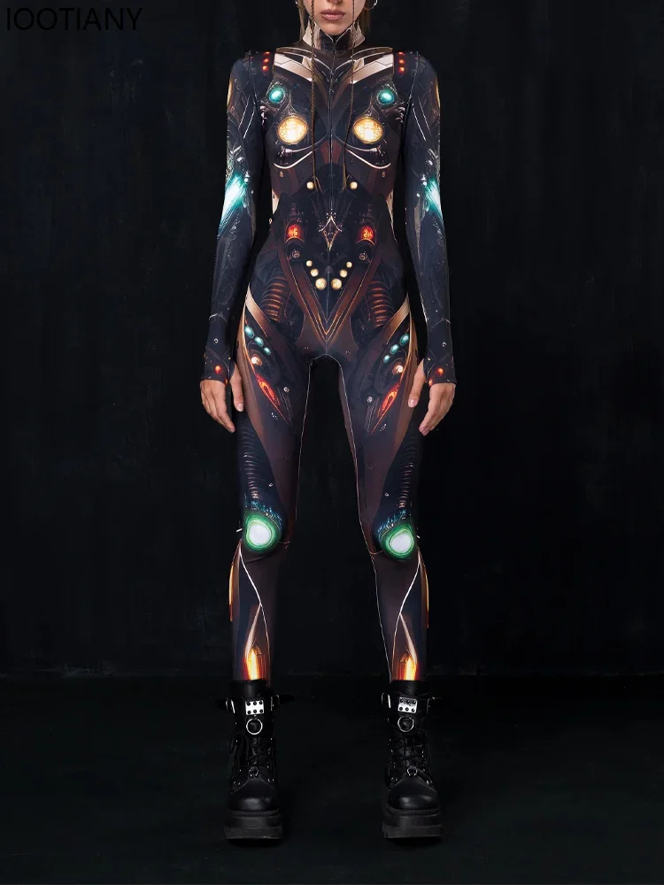 بدلة كوسبلاي للهالوين بيثون التأثيرية بدلة قطعة واحدة مطبوعة على شكل هيكل عظمي ملون بدلة زنتاي لحفلات الكرنفال بدلة اليوغا الجوية Monos Mu