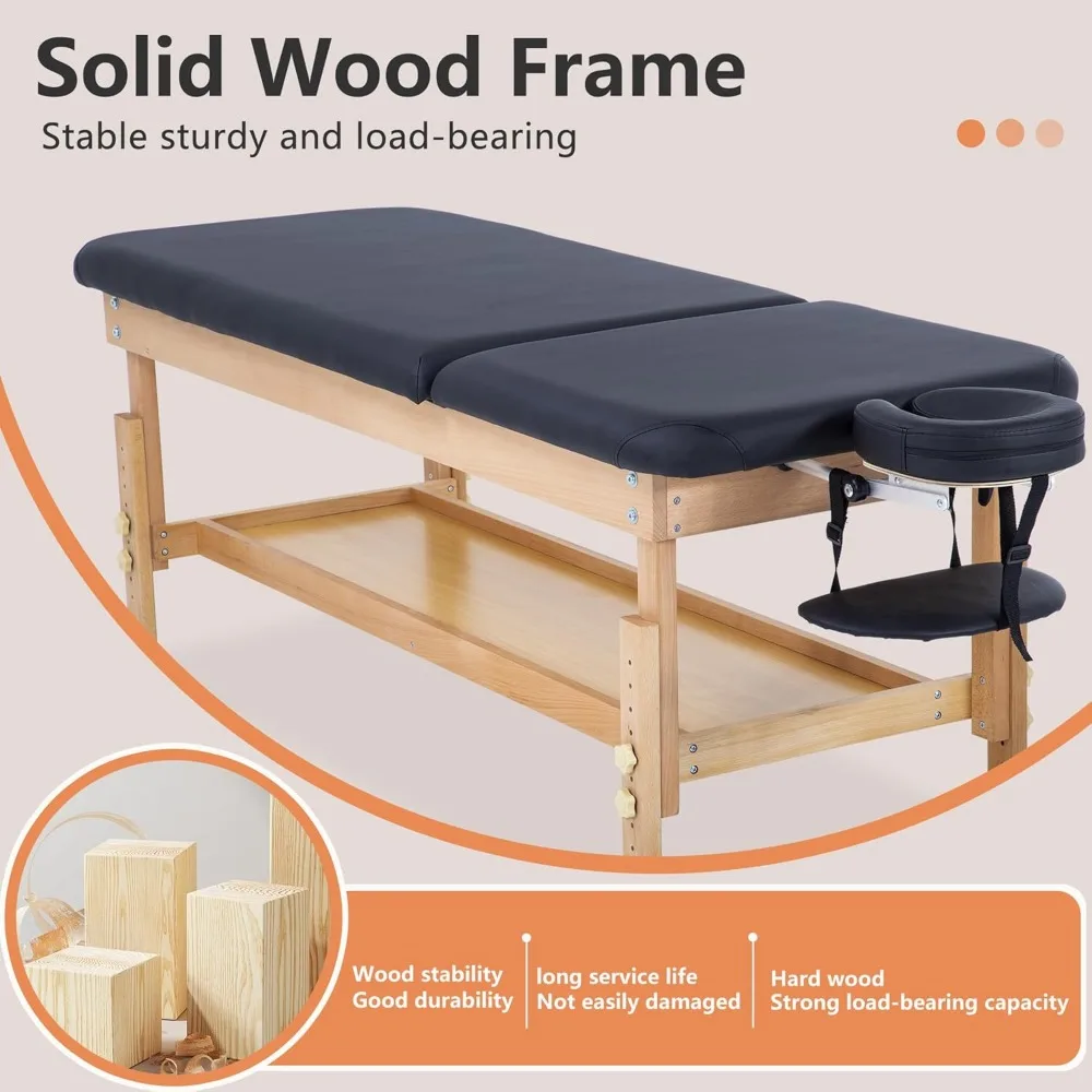 طاولة تدليك بإطار معدني سرير تدليك ثابت 74 بوصة طول 28 بوصة عرض 2.5 بوصة THK طبقة رغوة الذاكرة العلاج الطبيعي الثابت