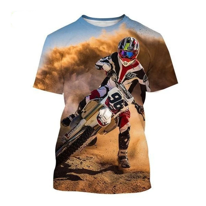 Men\'s Cool Motocross Tshirt 3D Painted Short-sleeved Extreme Sports Motorcycle Tee Tops Adult Kids Hip-hop Streetwear Tshirt