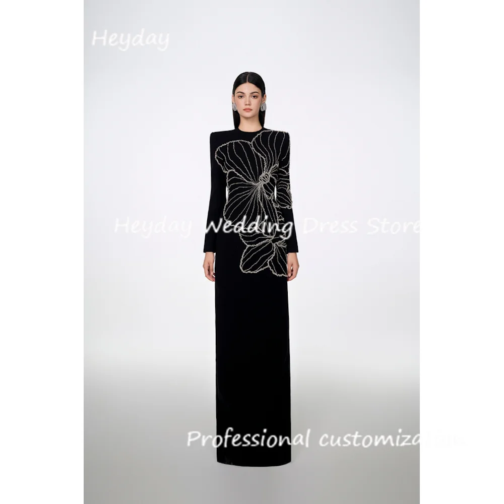 Heyday Crepe O-Neck A-Line Floor-length Dresses Full Classics Draped Formal Occasion Evening Party Pretty Dresses 2024