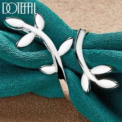 DOTEFFIL 925 Sterling Silver Leaf Ring For Women Man Brand Fashion Simple Wedding Engagement Party Jewelry