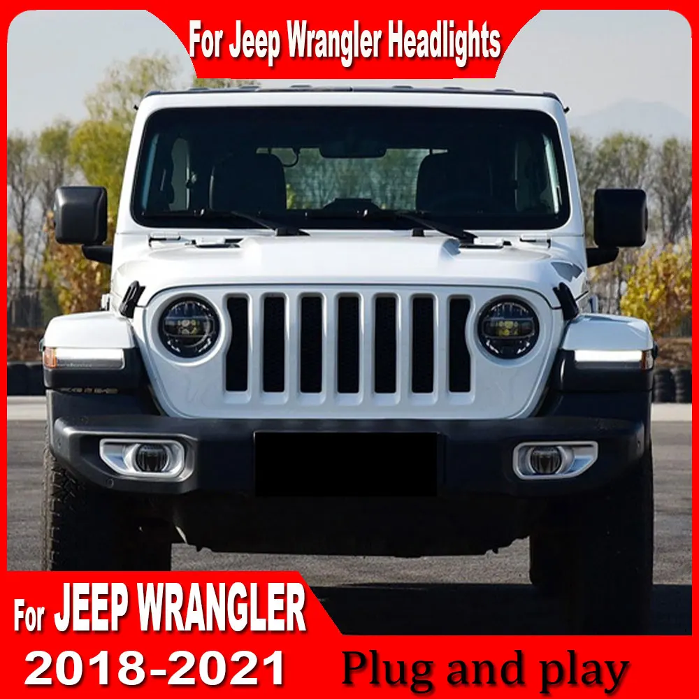 For Jeep Wrangler 2018 2019 2020 2021 2022 2023 new style Headlights LED DRL Dynamic Signal Lamp Head Lamp Front light Assembly