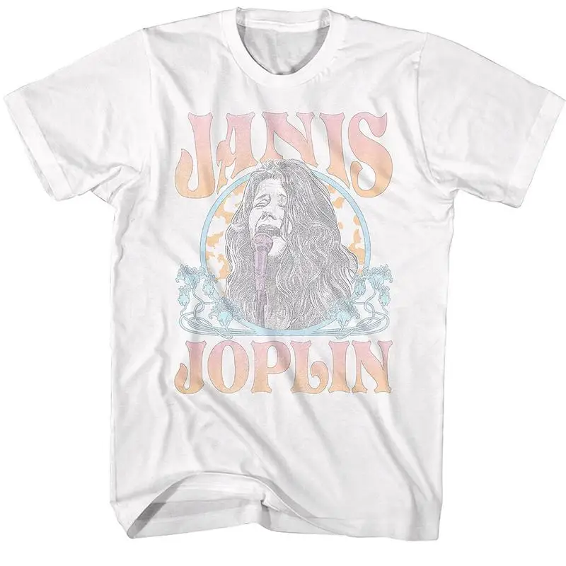 

Janis Joplin Faded Art Noveau Circle Men's T Shirt Rock Soul Music Merch