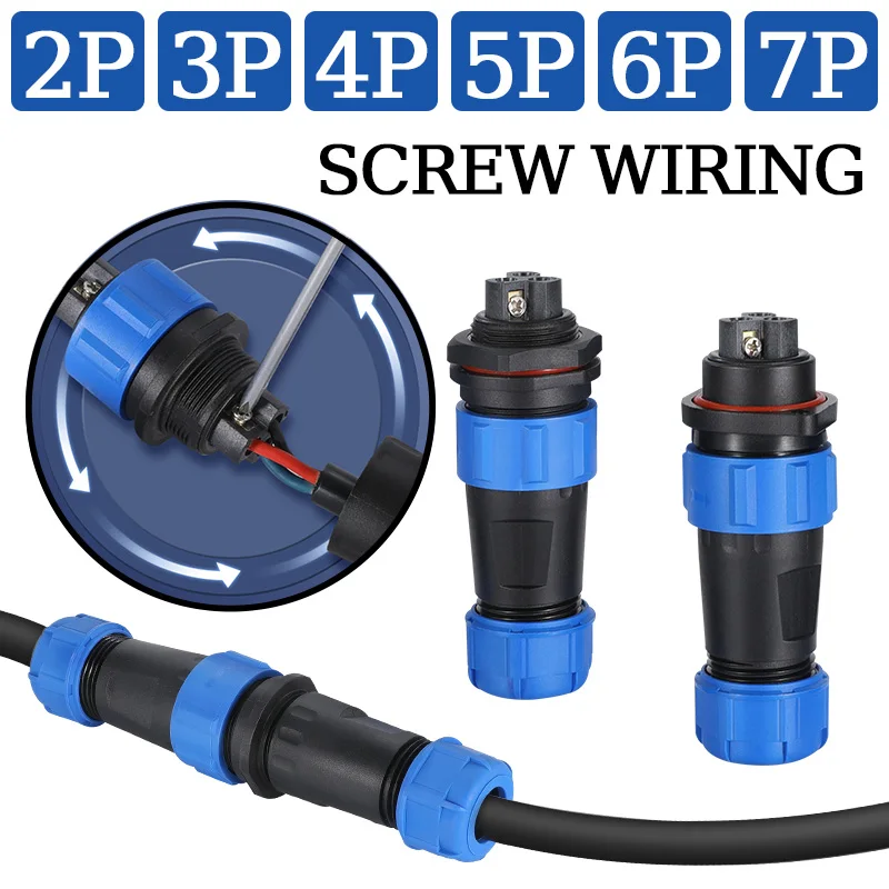 SP16 SP17 SP20 SP21 Aviation Connectors Plug Socket Panel Mount IP68 Waterproof Solderless Electrical Cable Wire Connector