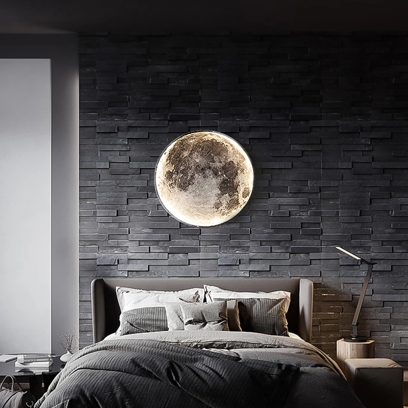 Nordic modern creative moon Earth LED wall lamp living room, bedroom study dining room decorative wall lamp/ceiling light