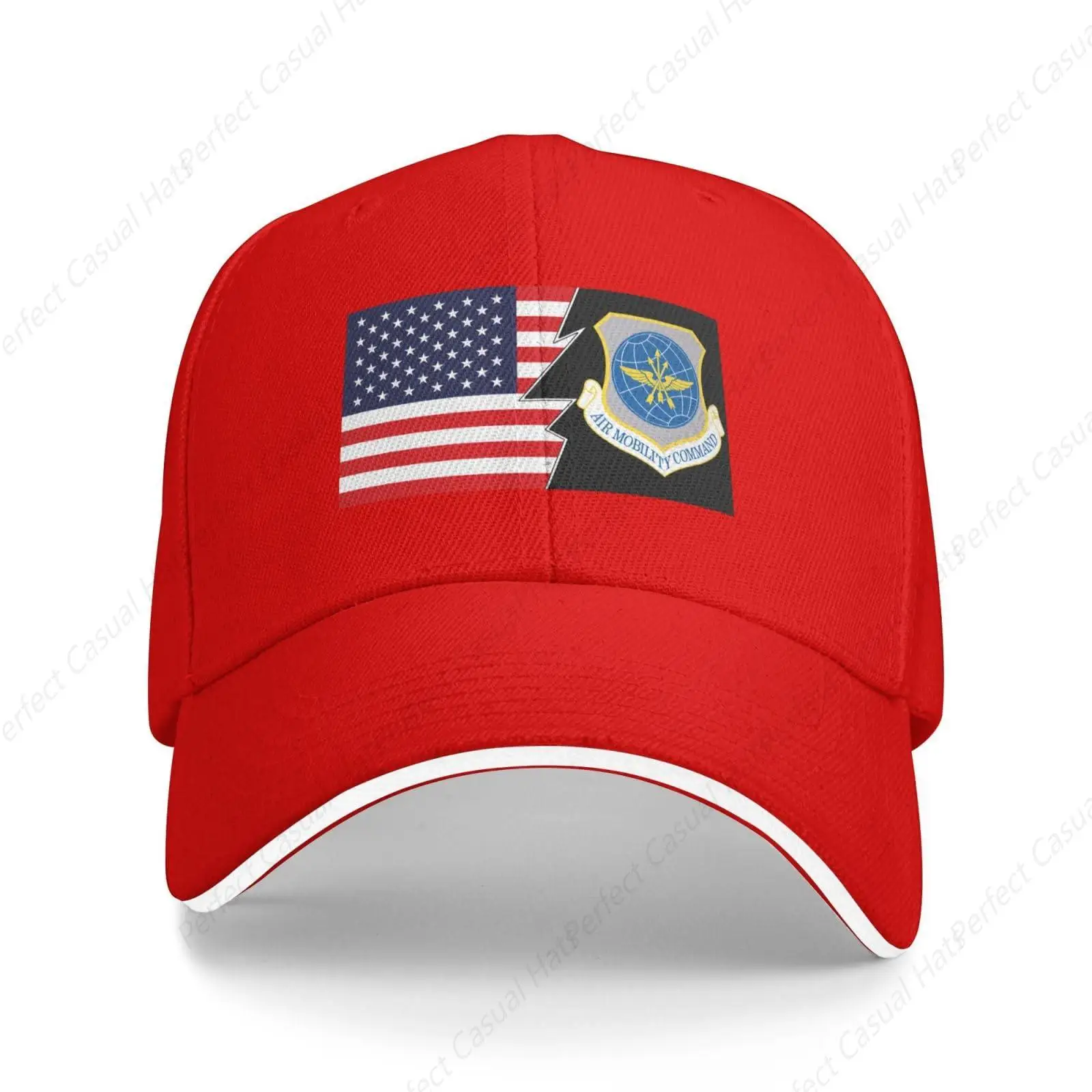 High Quality Air Mobility Command And America Unisex Sandwich Cap Baseball Cap Plain Dad Cap Adjustable Casquette Hat