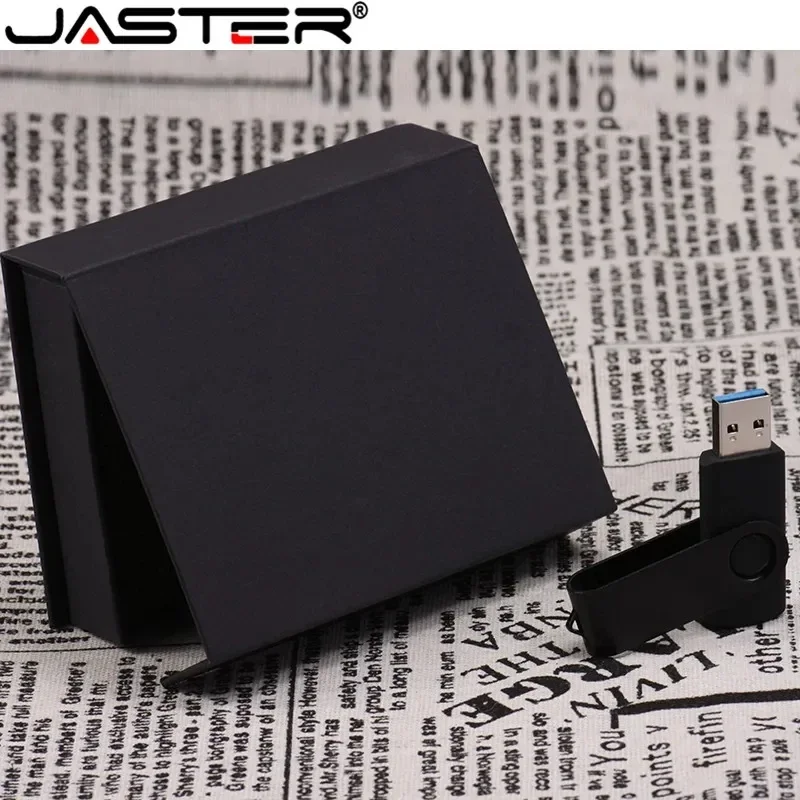 JASTER USB 플래시 드라이브 무료 사용자 정의 로고 블랙 화이트 회전 OTG 상자 USB 2.0 8GB 16GB 32GB 64GB 메모리 스틱 비즈니스 선물