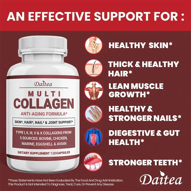 Multi-Collagen - 5-in-1 Premium Collagen Blend - Supports Healthy Skin, Hair, Nails, Teeth, Gut & Muscles - For Men & Women