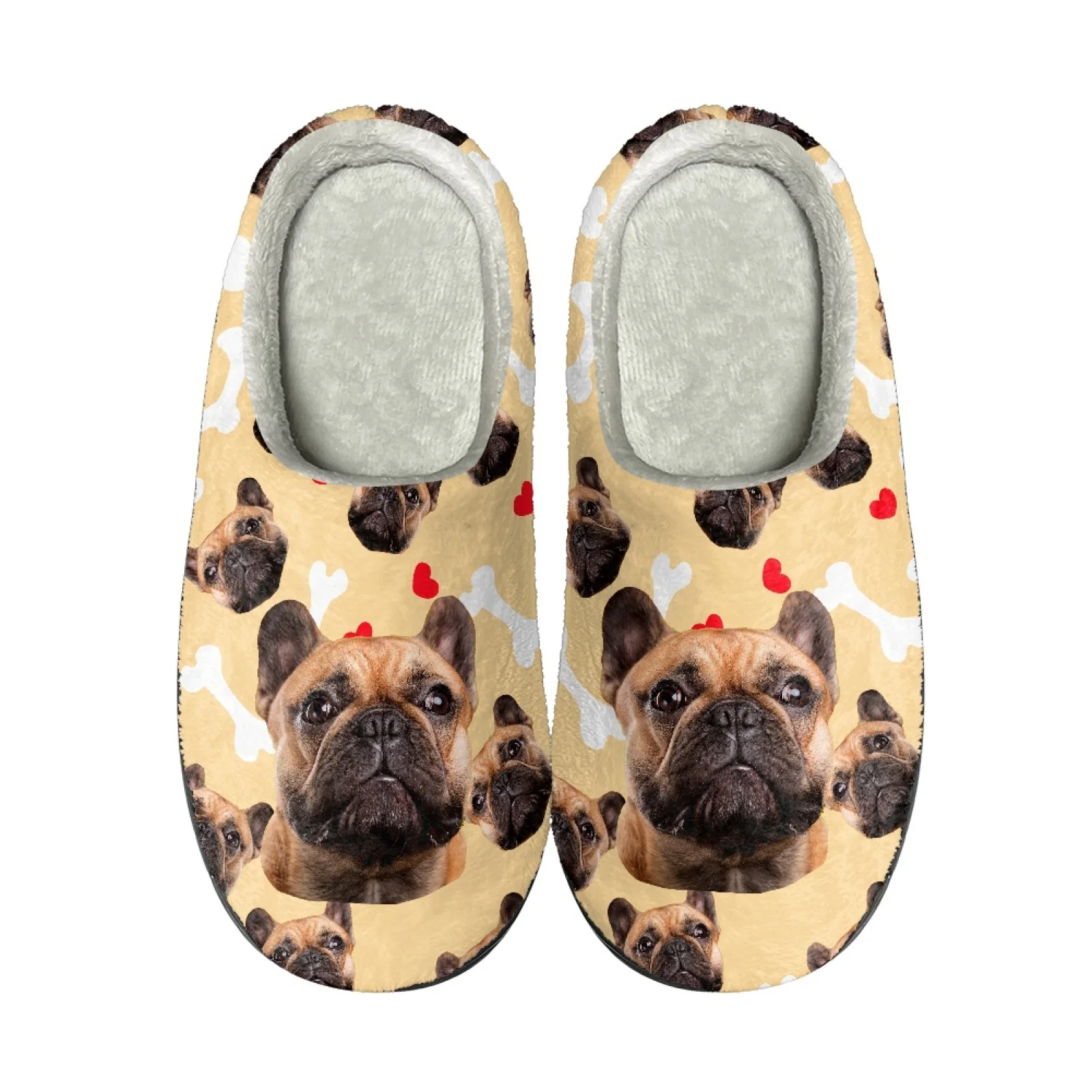 2025 Dog Print Flannel Half Shoes For Women Mules Indoor Slippers Keep Warm Home Man Slipper Winter House Bedroom Slides for Men